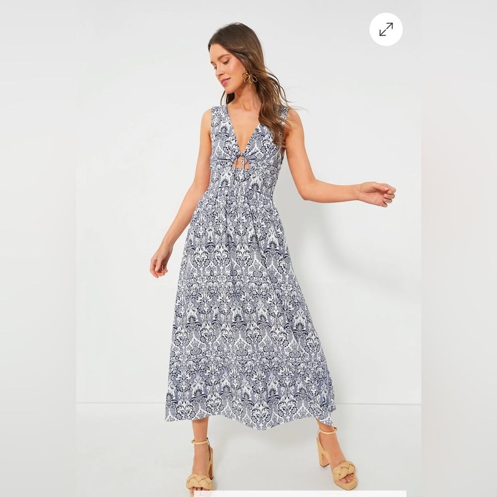 NWT Tuckernuck Hyacinth House Navy Scroll Print Toula Dress XS